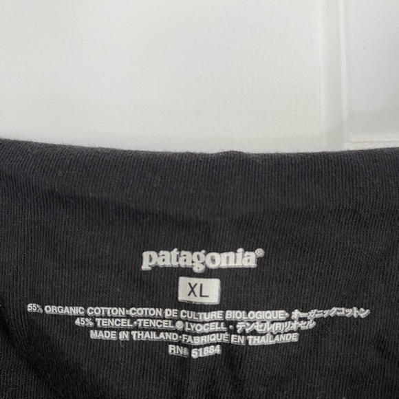 Patagonia Ruffle Black Midi Dress XL Gorpcore‎ Granola Cotton Earthy Boho Whimsy - Picture 2 of 4